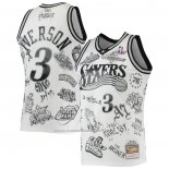 Maillot Philadelphia 76ers Allen Iverson #3 Mitchell & Ness 1997-98 Tattoo Blanc