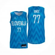 Maillot Slovenia Luka Doncic #77 Exterieur Bleu