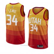 Maillot Utah Jazz Trey Lewis #34 Ville 2018 Jaune