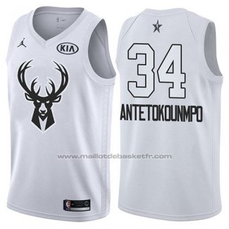 Maillot All Star 2018 Milwaukee Bucks Giannis Antetokounmpo #34 Blanc