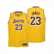 Maillot Enfant Los Angeles Lakers LeBron James #23 Icon 2022-23 Jaune