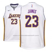 Maillot Enfant Los Angeles Lakers Lebron James #23 Association 2017-18 Blanc