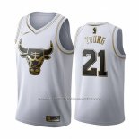 Maillot Golden Edition Chicago Bulls Thaddeus Young #21 2019-20 Blanc