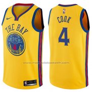 Maillot Golden State Warriors Quinn Cook #4 Ville 2017-18 Jaune