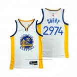 Maillot Golden State Warriors Stephen Curry 2974th 3 Points Blanc