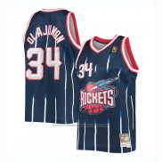 Maillot Houston Rockets Hakeem Olajuwon #34 Mitchell & Ness Bleu