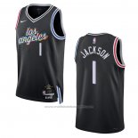 Maillot Los Angeles Clippers Reggie Jackson #1 Ville 2022-23 Noir