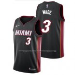 Maillot Miami Heat Wade #3 Ville 2017-18 Noir