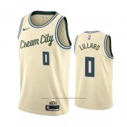 Maillot Milwaukee Bucks Damian Lillard #0 Ville 2019-20 Creme