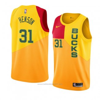 Maillot Milwaukee Bucks John Henson #31 Ville 2018-19 Jaune