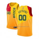 Maillot Milwaukee Bucks Personnalise Ville 2018-19 Jaune