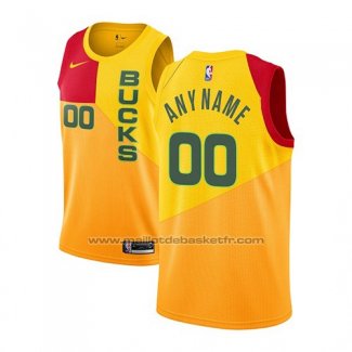 Maillot Milwaukee Bucks Personnalise Ville 2018-19 Jaune