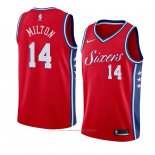 Maillot Philadelphia 76ers Shake Milton #14 Statement 2017-18 Rouge