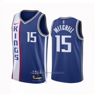 Maillot Sacramento Kings Davion Mitchell #15 Ville 2023-24 Bleu