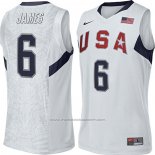 Maillot USA 2008 LeBron James #6 Blanc