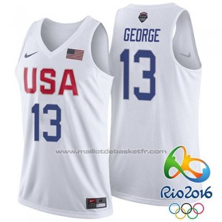 Maillot USA 2016 Paul George #13 Blanc