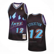 Maillot Utah Jazz John Stockton #12 Mitchell & Ness 1996-97 Noir