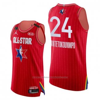 Maillot All Star 2020 Milwaukee Bucks Giannis Antetokounmpo #24 Autentico Rouge