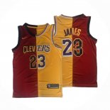 Maillot Cleveland Cavaliers Los Angeles Lakers LeBron James #23 Split Rouge Jaune