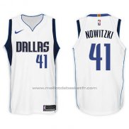 Maillot Dallas Mavericks Dirk Nowitzki #41 2017-18 Blanc