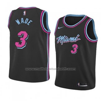 Maillot Enfant Miami Heat Dwyane Wade #3 Ville 2018 19 Noir