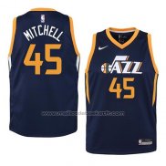 Maillot Enfant Utah Jazz Donovan Mitchell #45 Icon 2017-18 Bleu