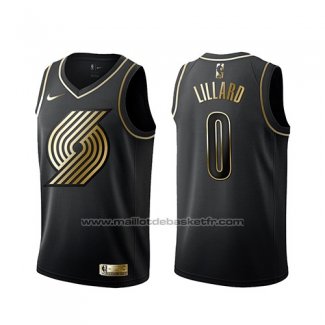 Maillot Golden Edition Portland Trail Blazers Damian Lillard #0 Noir