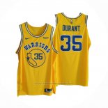 Maillot Golden State Warriors Kevin Durant #35 Hardwood Classic Authentique Jaune
