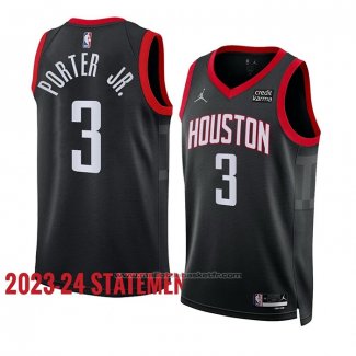 Maillot Houston Rockets Kevin Porter JR #3 Statement 2023-24 Noir