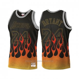 Maillot Los Angeles Lakers Kobe Bryant #24 Flames Noir