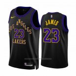 Maillot Los Angeles Lakers LeBron James #23 Ville 2023-24 Noir