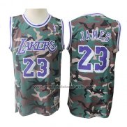 Maillot Los Angeles Lakers Lebron James #23 Camouflage Vert