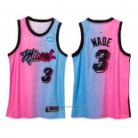 Maillot Miami Heat Dwyane Wade #3 Ville 2020-21 Bleu Rosa