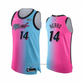 Maillot Miami Heat Tyler Herro #14 Ville 2020-21 Authentique Bleu Rosa