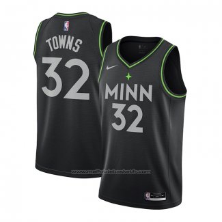 Maillot Minnesota Timberwolves Karl-Anthony Towns #32 Ville 2020-21 Noir