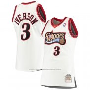 Maillot Philadelphia 76ers Allen Iverson #3 Mitchell & Ness 1997-98 Blanc