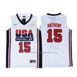 Maillot USA 1992 Carmelo Anthony #15 Blanc