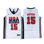 Maillot USA 1992 Carmelo Anthony #15 Blanc