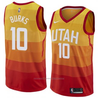 Maillot Utah Jazz Alec Burks #10 Ville 2018 Jaune