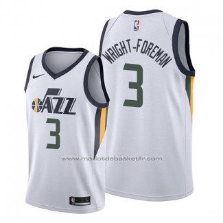 Maillot Utah Jazz Justin Wright Foreman #3 Association 2019-20 Blanc