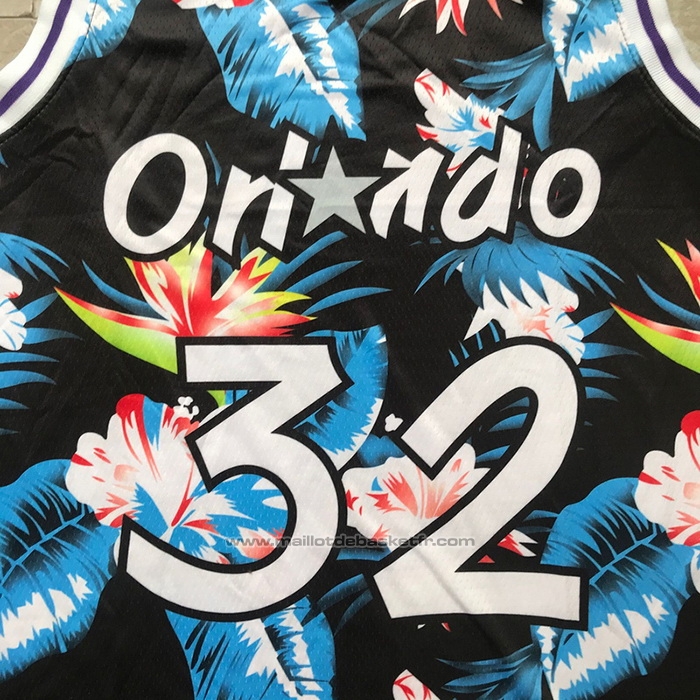 Maillot Orlando Magic Shaquille O'neal #32 Floral Fashion Noir