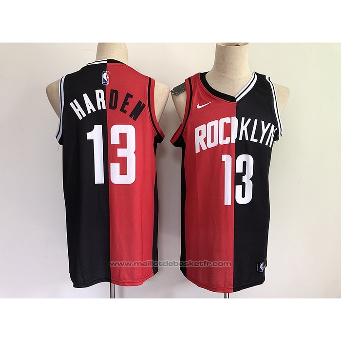 Maillot Brooklyn Nets Houston Rockets James Harden #13 Split Noir Rouge