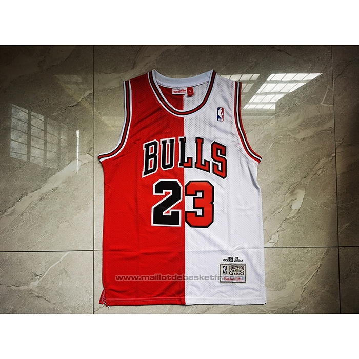 Maillot Chicago Bulls Michael Jordan #23 Split Blanc Rouge