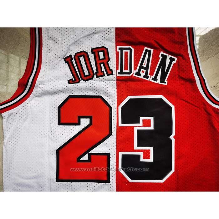 Maillot Chicago Bulls Michael Jordan #23 Split Blanc Rouge