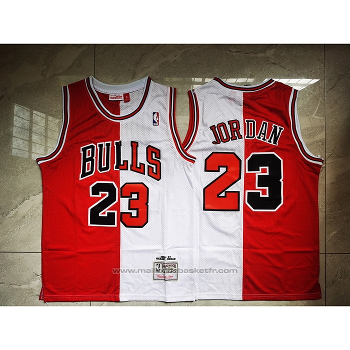 Maillot Chicago Bulls Michael Jordan #23 Split Blanc Rouge