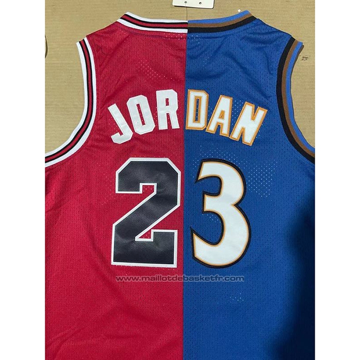 Maillot Chicago Bulls Washington Wizards Michael Jordan #23 Split Bleu Rouge