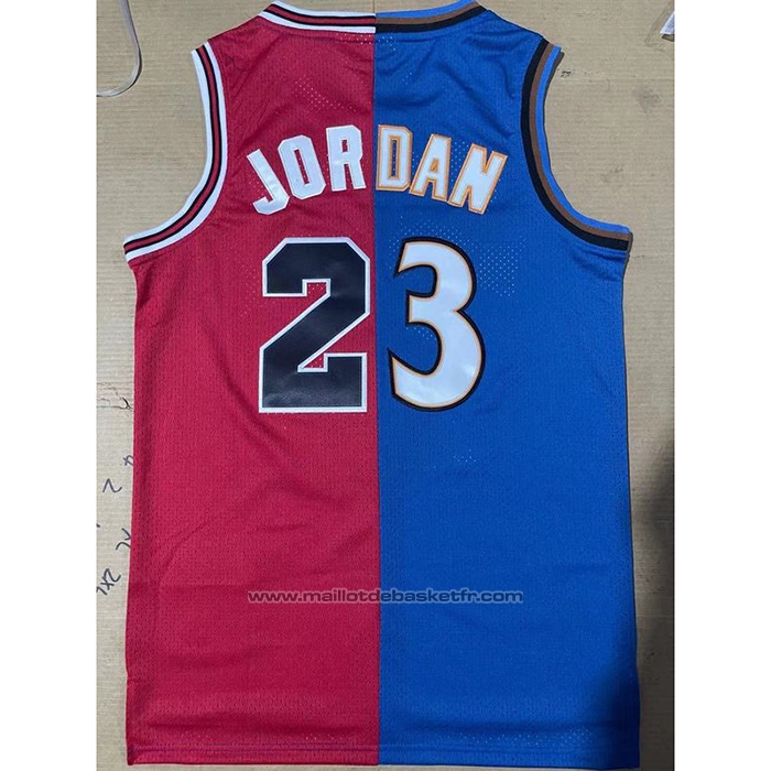 Maillot Chicago Bulls Washington Wizards Michael Jordan #23 Split Bleu Rouge