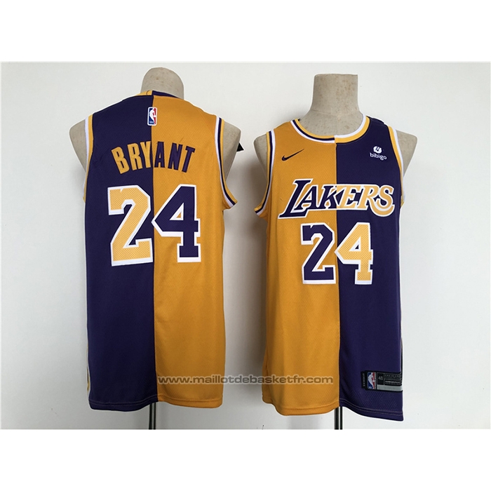 Maillot Los Angeles Lakers Kobe Bryant #24 Split Jaune Volet