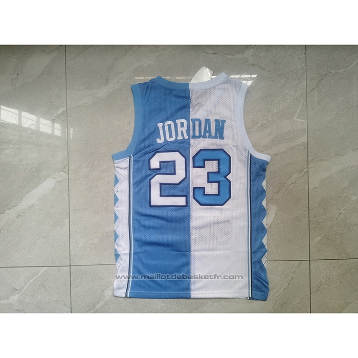Maillot NCAA North Carolina Tar Heels Michael Jordan #23 Split Bleu Blanc
