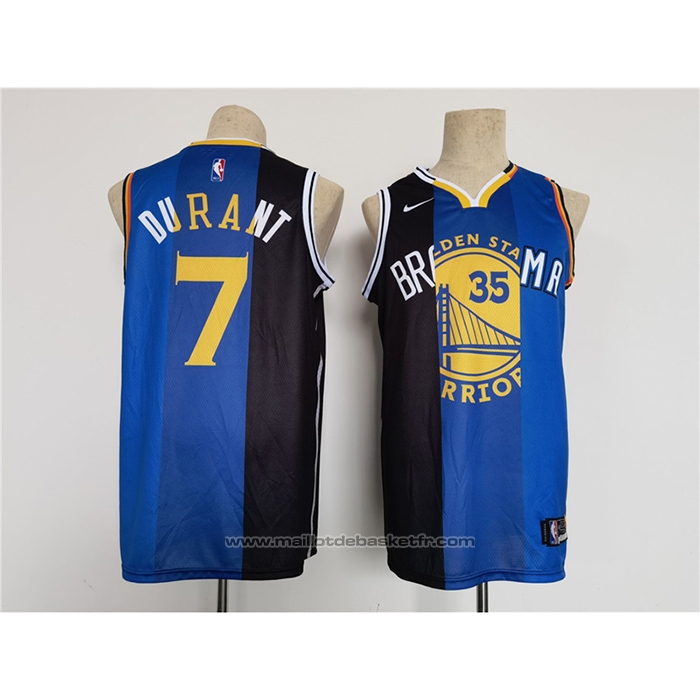 Maillot Nets Warriors Thunder Kevin Durant #30 7 Split Bleu Noir